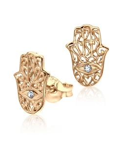 Rose Gold Plated Hamsa Silver Stud Earring STS-543-RO-GP
